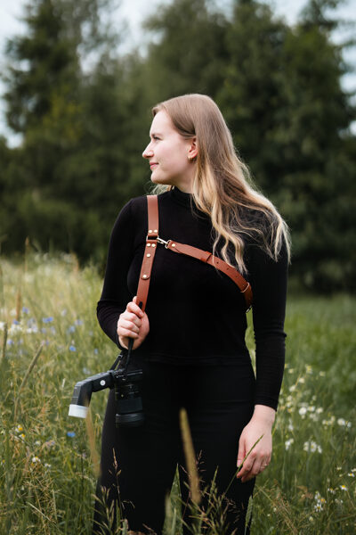 Brown gold shoulder strap